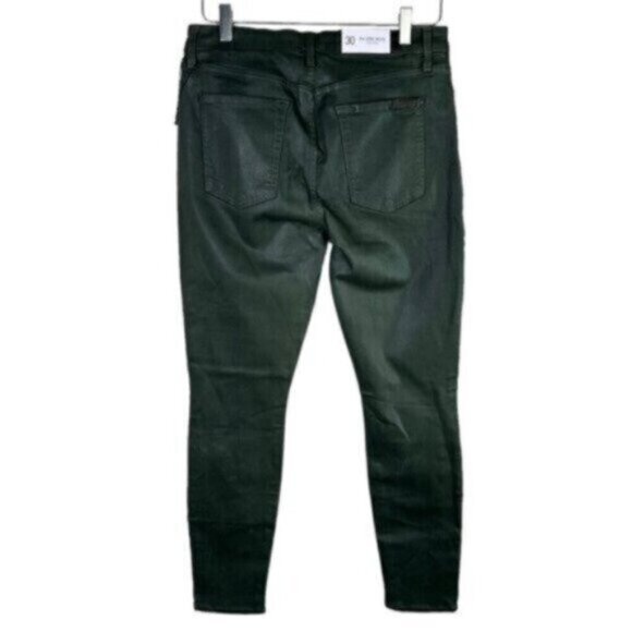 NWT 7 For All Mankind | Olive Green Stretchy Super Skinny Waxy Feel Jean Size 30 - Picture 3 of 7